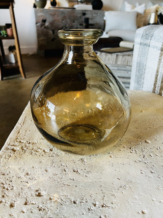 Amber Glass Organic Shaped Vase