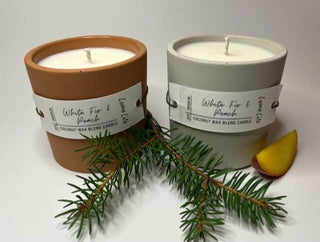 White Fir & Peach, Handmade Concrete Candle | 9oz
