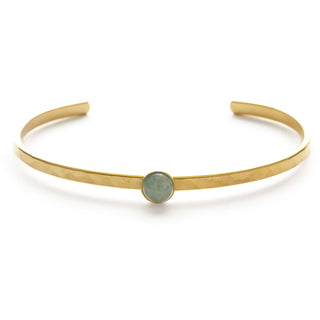 6mm Aquamarine Hammered Cuff Bracelet