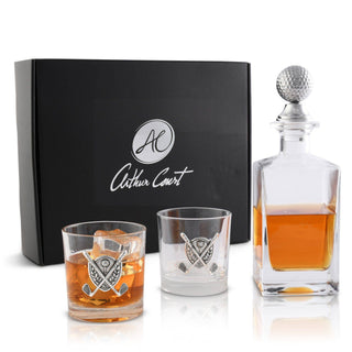 Golf Decanter Set with Pair of Whiskey Glasses