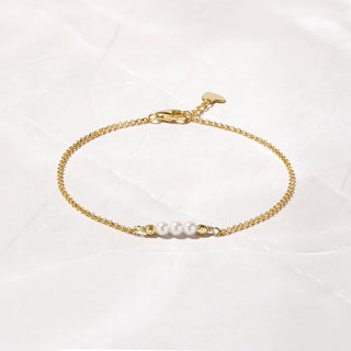 3 Pearl Bracelet - 14k gold plate over silver
