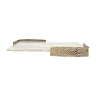 Marble tray with hammered Gold-toned End Brackets