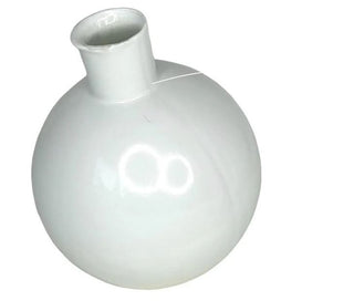 White Mouth-blown Glass Sphere Bud Vase