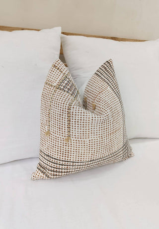 Checkered hand block printed throw pillow cover With insert