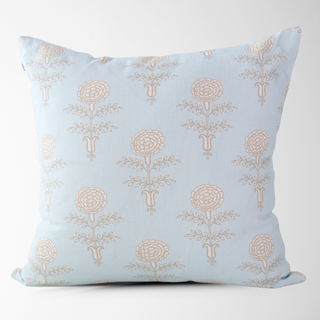 Elodie Sky Floral Block Print Pillow Cover