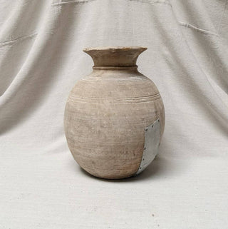 Antique Neutral Primitive Wooden Vase