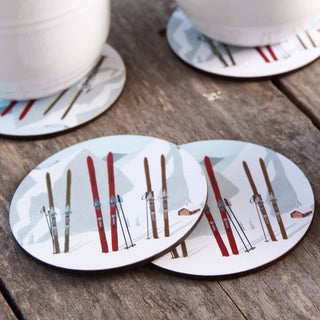 NORDIC SKI Round Coasters, Set of 4