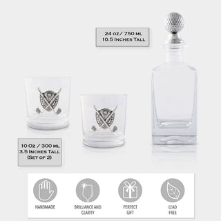 Golf Decanter Set with Pair of Whiskey Glasses
