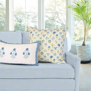 Harlow Blue Floral Garden Pillow Cover – Hand Drawn Design