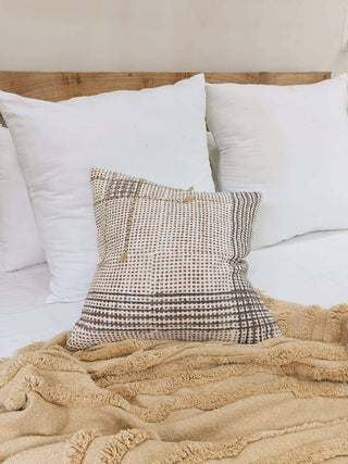 Checkered hand block printed throw pillow cover With insert