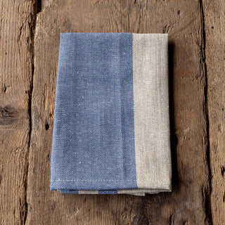 Vintage Blue Striped Woven Linen Cloth Napkin