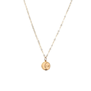 Luna Moon and Star Small Round Charm Disc Goldfill Necklace