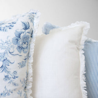 Emma Frayed Edge Pillow - 100% Cotton Decorative Cushion