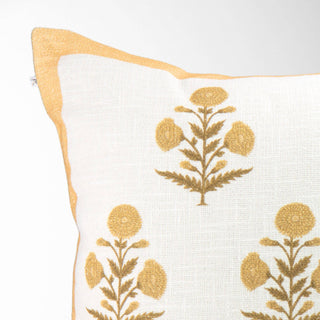 Seraphina Gold Mughal Flower Pillow - Elegant, Decorative