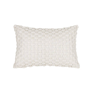 16x24 Hand Woven Knotted White Pillow