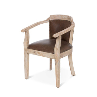 Natural Wood & Leather Arm Chair