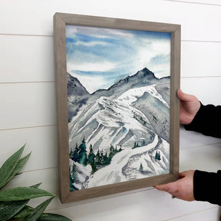 Ski Run Painting - Framed Nature Decor - Cabin Wall Art