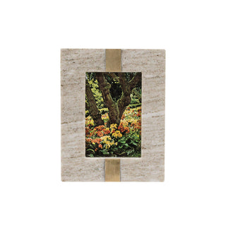 4x6 Photo Soren Beige Marble Picture Frame Brass Inlay