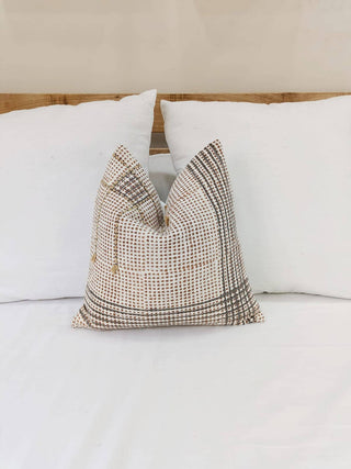 Checkered hand block printed throw pillow cover With insert