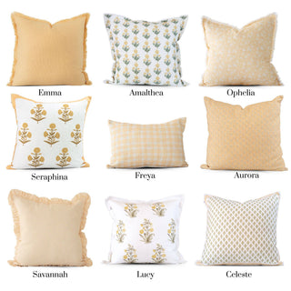 Emma Frayed Edge Pillow - 100% Cotton Decorative Cushion