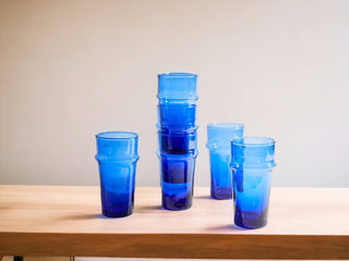 Moroccan Hand Blown Glassware Large - Set of 2, Recycled Glass.