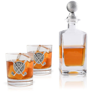 Golf Decanter Set with Pair of Whiskey Glasses