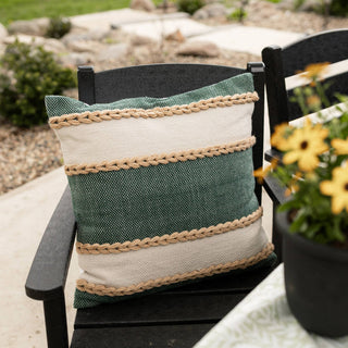 Cindy 20x20 Outdoor Indoor Farmhouse Green Filled Pillow