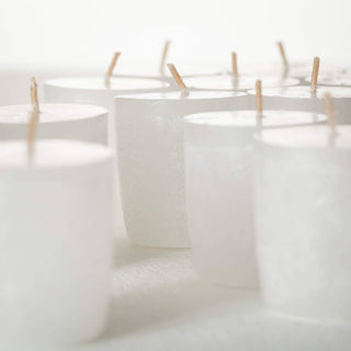 WHITE TIMBER VOTIVES SET OF 12