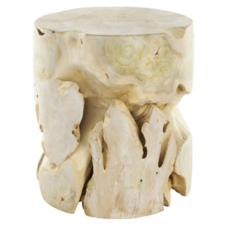 Organic Light Brown Teak Wood Accent Table