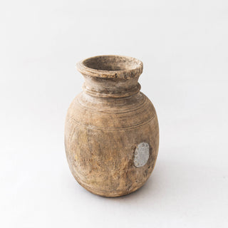 Antique Neutral Primitive Wooden Vase