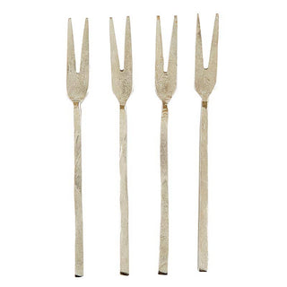 Hammered Silver Appetizer Forks - Set of 4