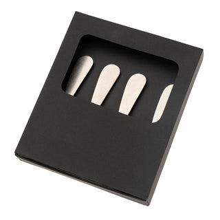 Maple Wood Cheese Spreaders set of 4, Tumbled Stainless