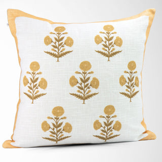 Seraphina Gold Mughal Flower Pillow - Elegant, Decorative