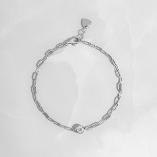 Bezel Charm Paperclip Bracelet - 14k gold over sterling silver