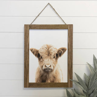 Baby Highland Cow Wood Farmhouse Sign Cute Animal Wall Art