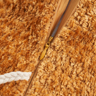 Camel Chenille fabric with chic irregular pattern in white braid