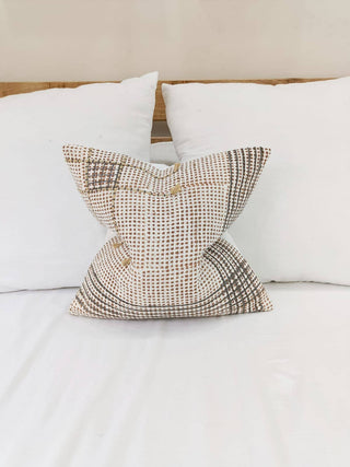 Checkered hand block printed throw pillow cover With insert