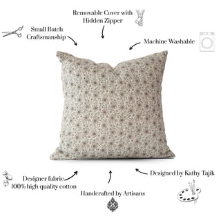 Penelope Vintage Petite Floral Pillow Cover - Oyster