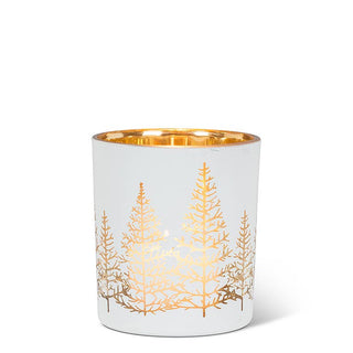 Sm Wht/Gold Tree Tealight-3"H
