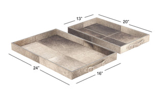 Large Gray Cowhide Tray
