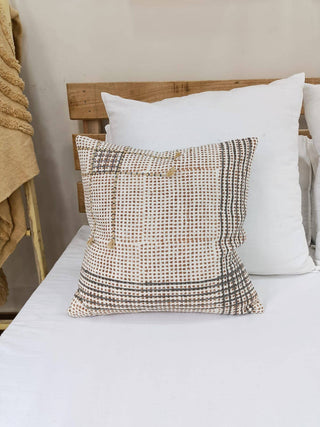 Checkered hand block printed throw pillow cover With insert