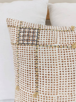 Checkered hand block printed throw pillow cover With insert