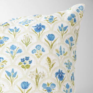 Harlow Blue Floral Garden Pillow Cover – Hand Drawn Design