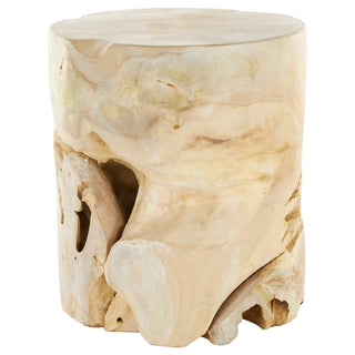 Organic Light Brown Teak Wood Accent Table