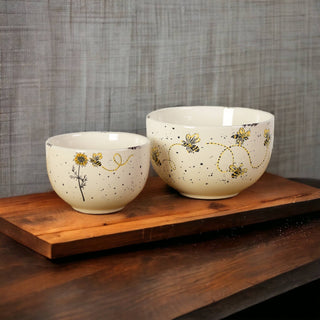 Medium Ceramic Bowl with sunflowers & bees