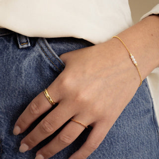 3 Pearl Bracelet - 14k gold plate over silver