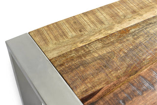 Reclaimed Wood Bench With Silver Metal Legs.