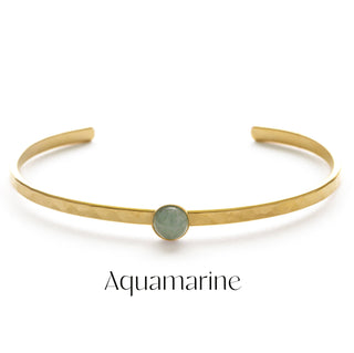 6mm Aquamarine Hammered Cuff Bracelet