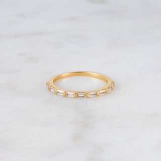 Quartz Crystal Baguette Ring - 14k gold plate over sterling silver