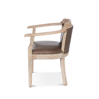 Natural Wood & Leather Arm Chair